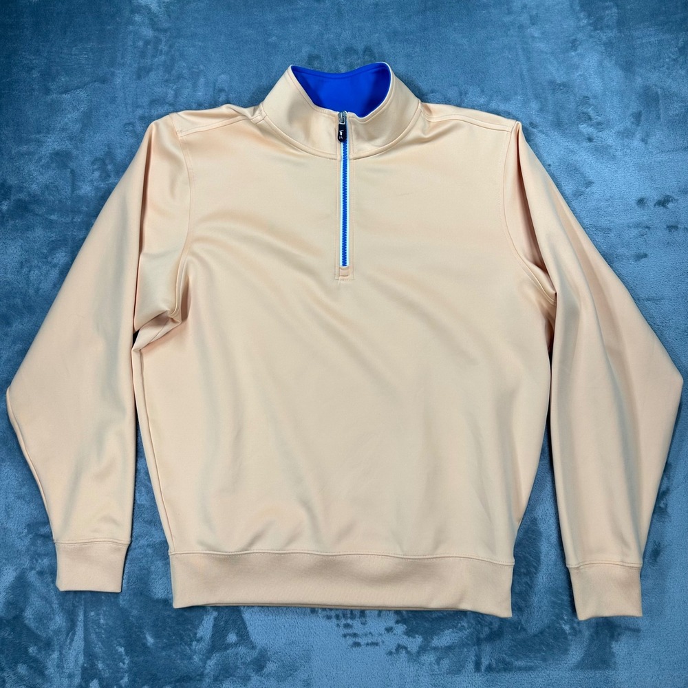 Fairway & Greene F&G Tech Mens Quarter Zip Golf Pullover Peach Blue M